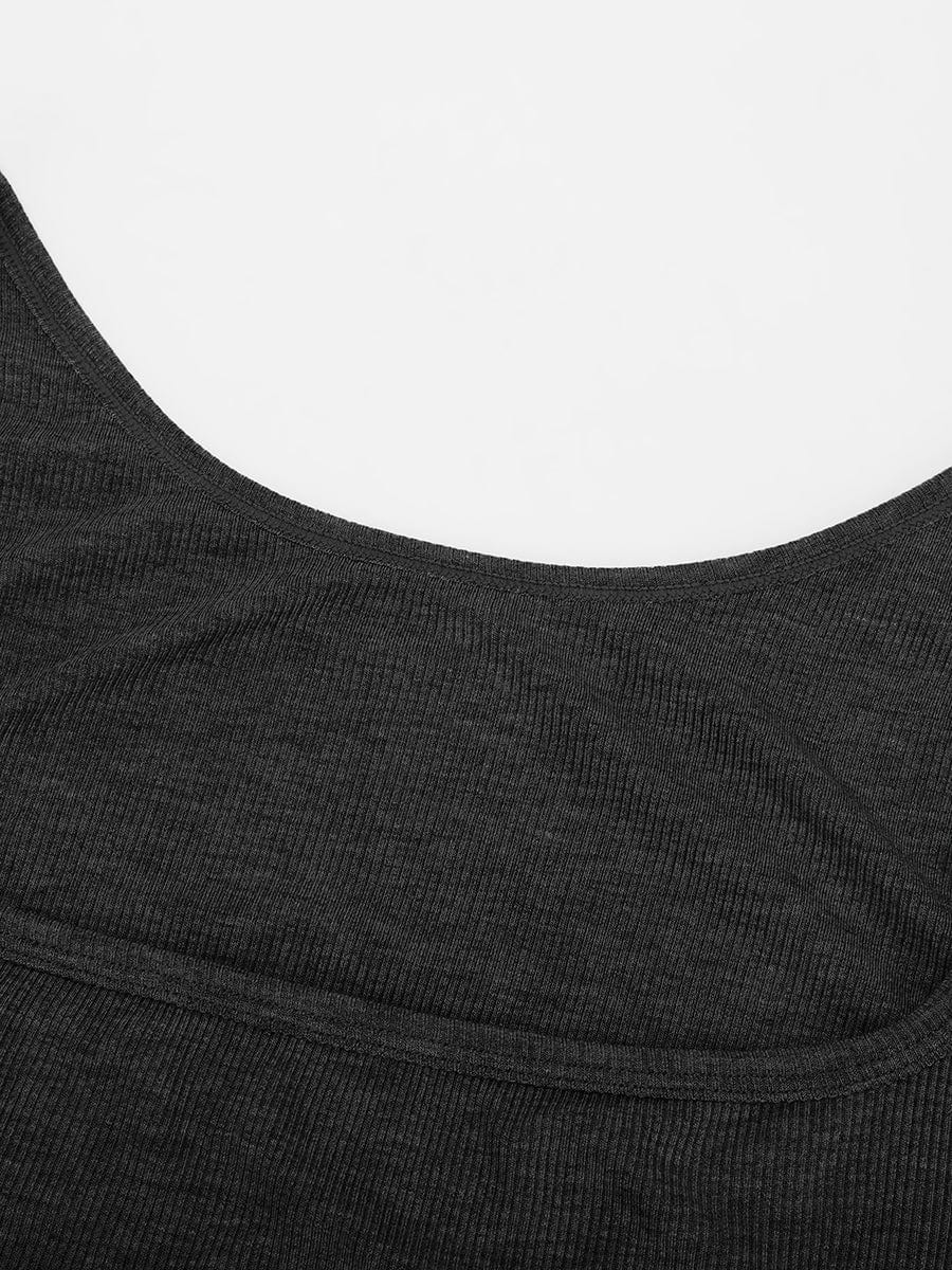 Rayon Ribbed Wide Strap Scoop Neck Tank Top Breathable