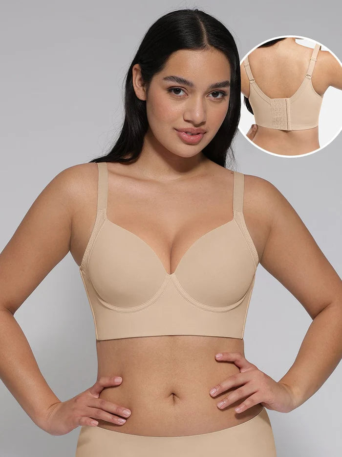Underwire Push-Up Sculpting Uplift Hide Back Fat Full Coverage Bra