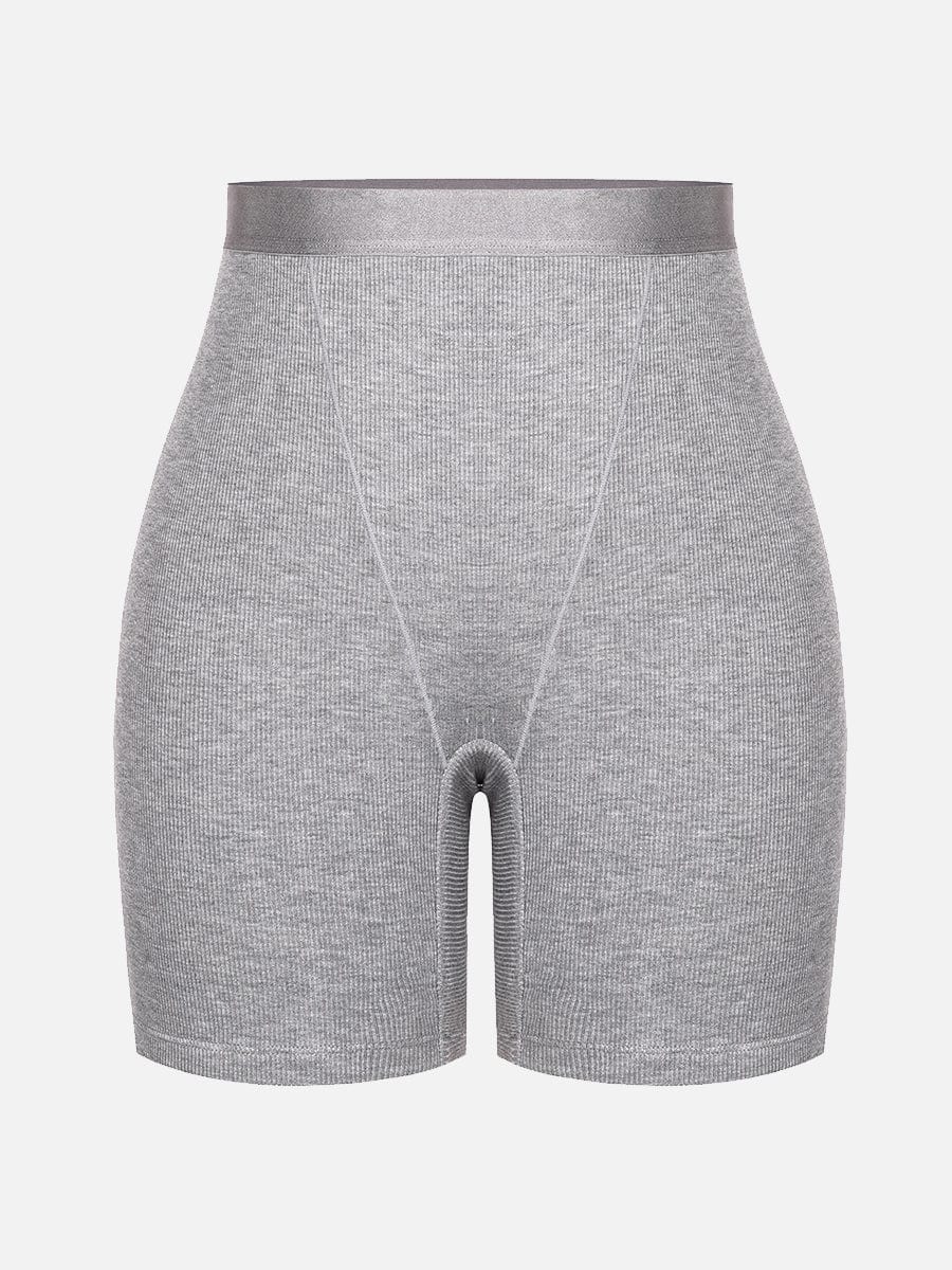 Rayon Ribbed Fitted Boxer Mid Waist Breathable Shorts