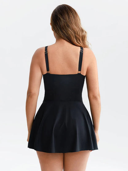 Traje de baño de una pieza de malla moldeadora con fruncido en V profundo y almohadillas extraíbles