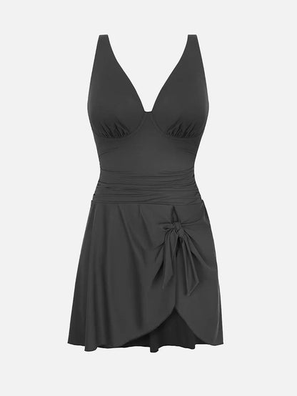 Traje de baño de una pieza de malla moldeadora con fruncido en V profundo y almohadillas extraíbles