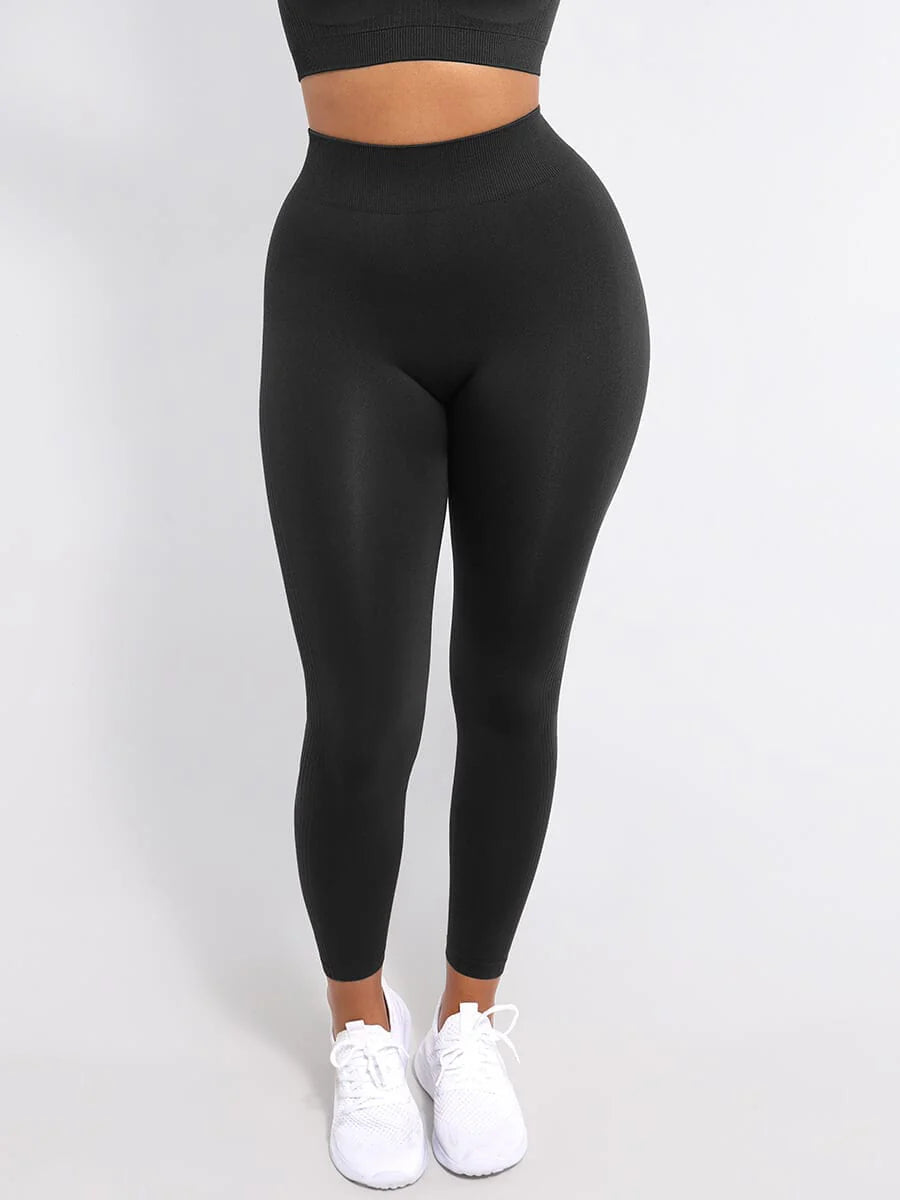 Leggings de yoga adelgazantes de cintura alta sin costuras que moldean las piernas