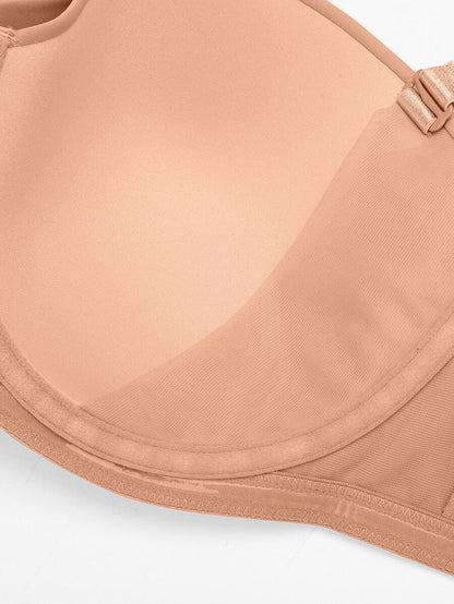 Strapless Non-slip Gathering Bust Support Underwire 1/2 Cup Bra