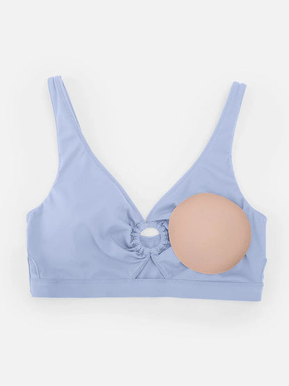 Traje de baño con escote en V profundo, aro metálico, cordón ajustable, control de abdomen y almohadillas extraíbles