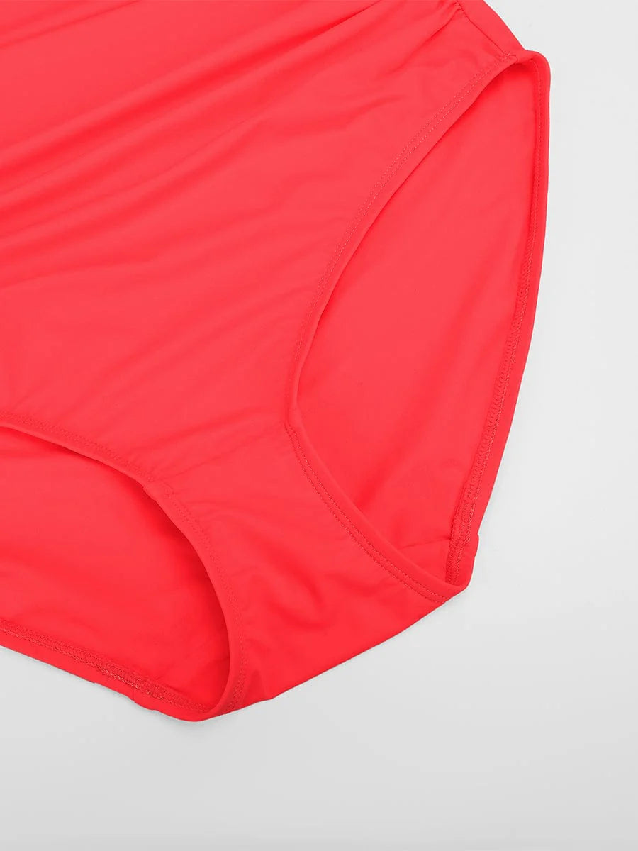 Traje de baño de una pieza con un hombro al descubierto y fruncido con soporte en el pecho