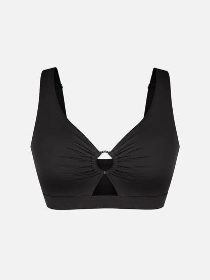 Traje de baño con escote en V profundo, aro metálico, cordón ajustable, control de abdomen y almohadillas extraíbles