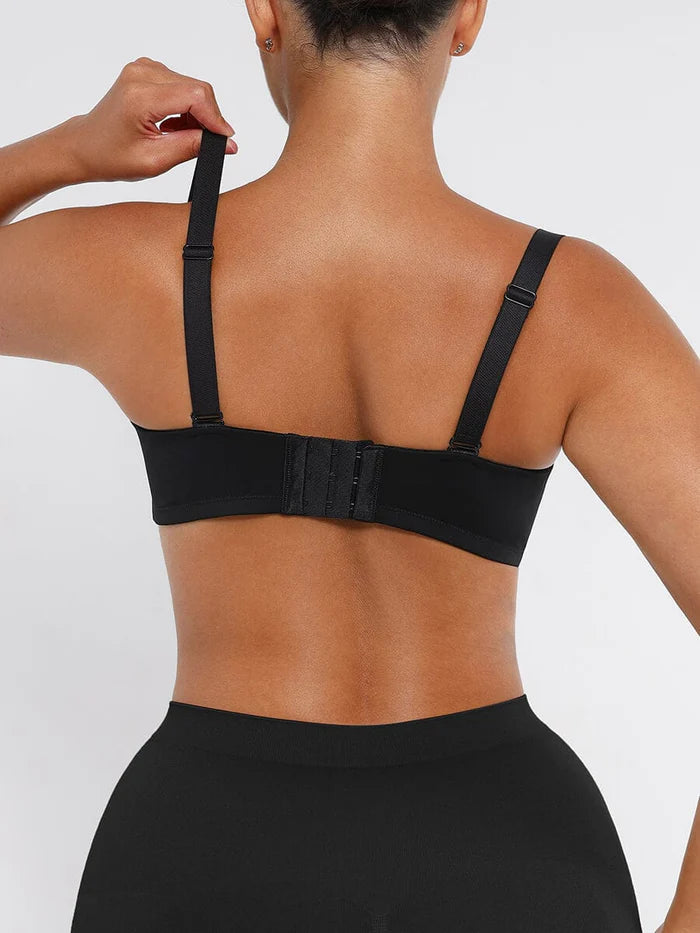 Strapless Non-slip Gathering Bust Support Underwire 1/2 Cup Bra