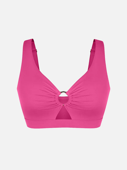 Traje de baño con escote en V profundo, aro metálico, cordón ajustable, control de abdomen y almohadillas extraíbles