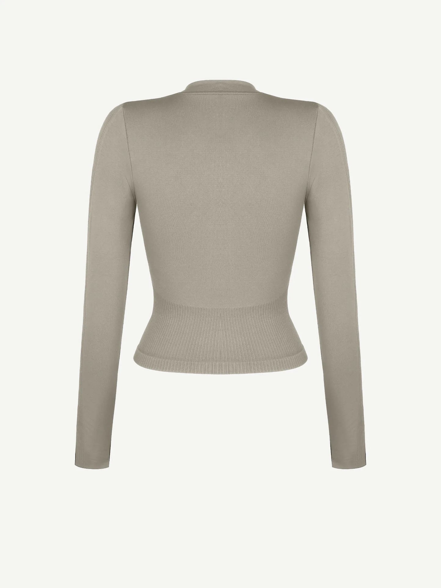 Top de running con cremallera completa sin costuras y orificios para los pulgares