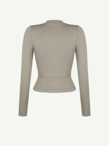 Top de running con cremallera completa sin costuras y orificios para los pulgares