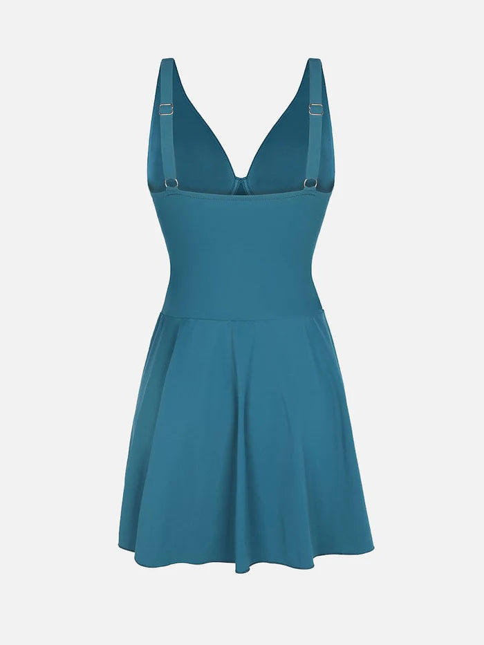 Traje de baño de una pieza de malla moldeadora con fruncido en V profundo y almohadillas extraíbles