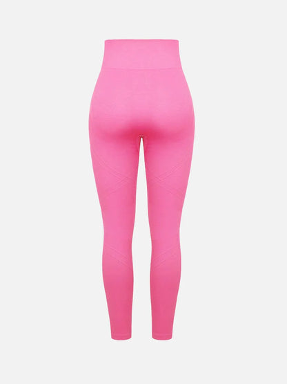 Leggings de yoga moldeadores de glúteos color melocotón con cintura doble sin costuras