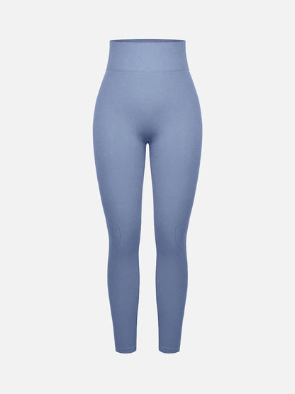 Leggings de yoga moldeadores de glúteos color melocotón con cintura doble sin costuras
