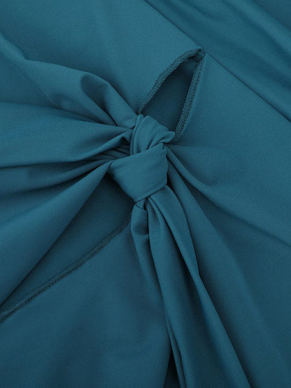 Traje de baño de una pieza de malla moldeadora con fruncido en V profundo y almohadillas extraíbles