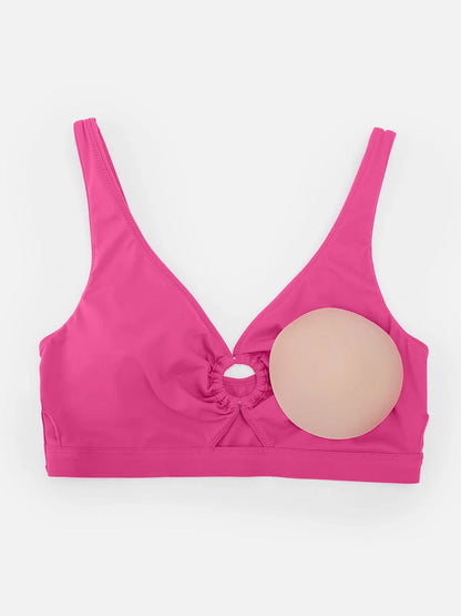 Traje de baño con escote en V profundo, aro metálico, cordón ajustable, control de abdomen y almohadillas extraíbles