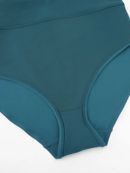 Traje de baño de una pieza de malla moldeadora con fruncido en V profundo y almohadillas extraíbles