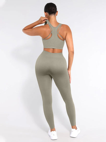Leggings de yoga adelgazantes de cintura alta sin costuras que moldean las piernas