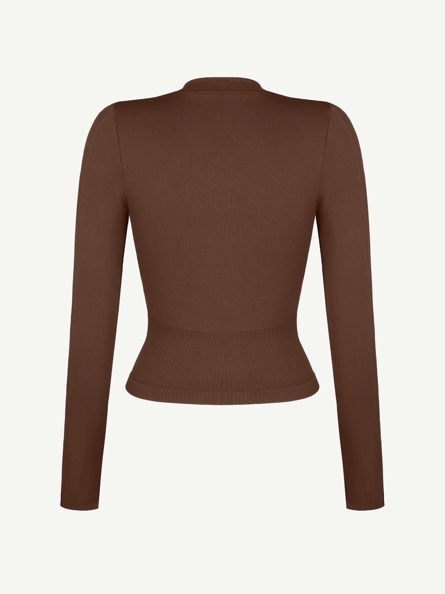 Top de running con cremallera completa sin costuras y orificios para los pulgares