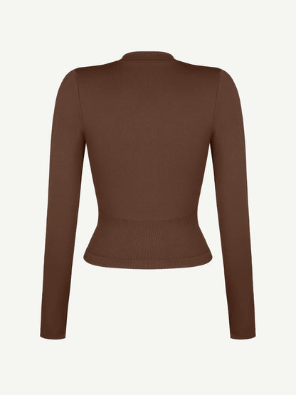 Top de running con cremallera completa sin costuras y orificios para los pulgares