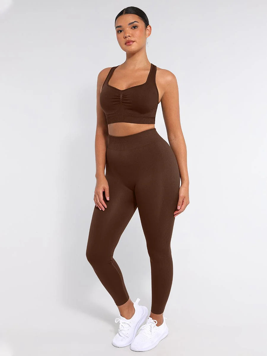 Leggings de yoga adelgazantes de cintura alta sin costuras que moldean las piernas