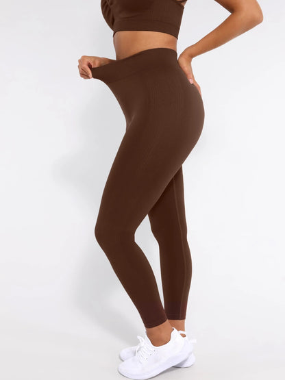 Leggings de yoga adelgazantes de cintura alta sin costuras que moldean las piernas