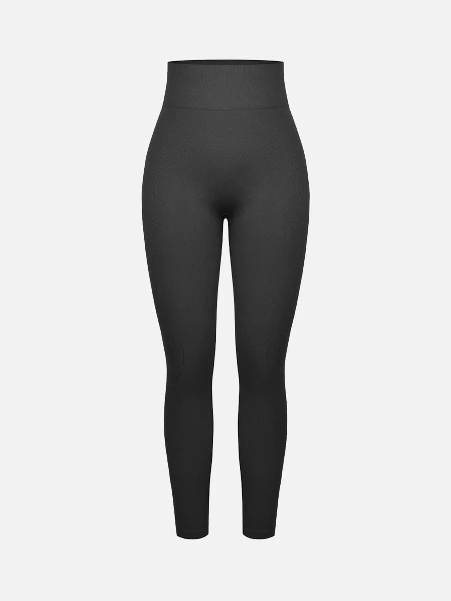 Leggings de yoga moldeadores de glúteos color melocotón con cintura doble sin costuras