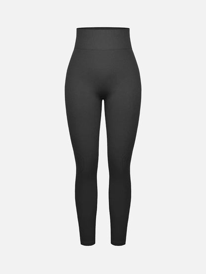 Leggings de yoga moldeadores de glúteos color melocotón con cintura doble sin costuras