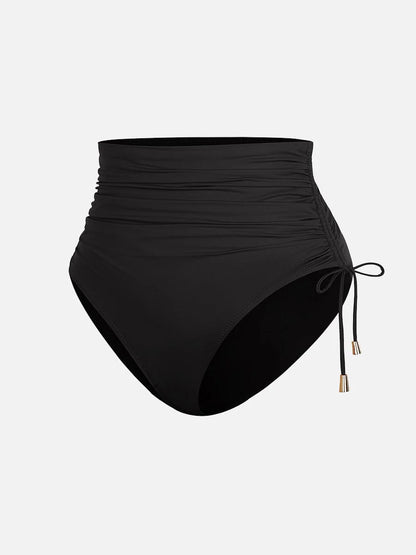 Traje de baño con escote en V profundo, aro metálico, cordón ajustable, control de abdomen y almohadillas extraíbles