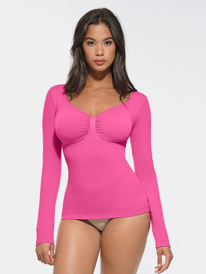 Top moldeador con cuello de diamante, soporte para busto, cintura y control de abdomen