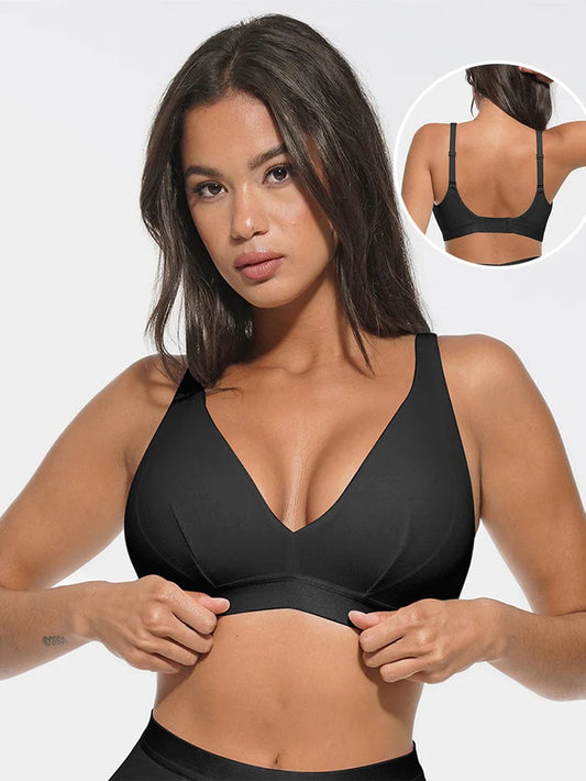 Deep V Neck Rib Modal All Day Wear Bralette with Removable Pads