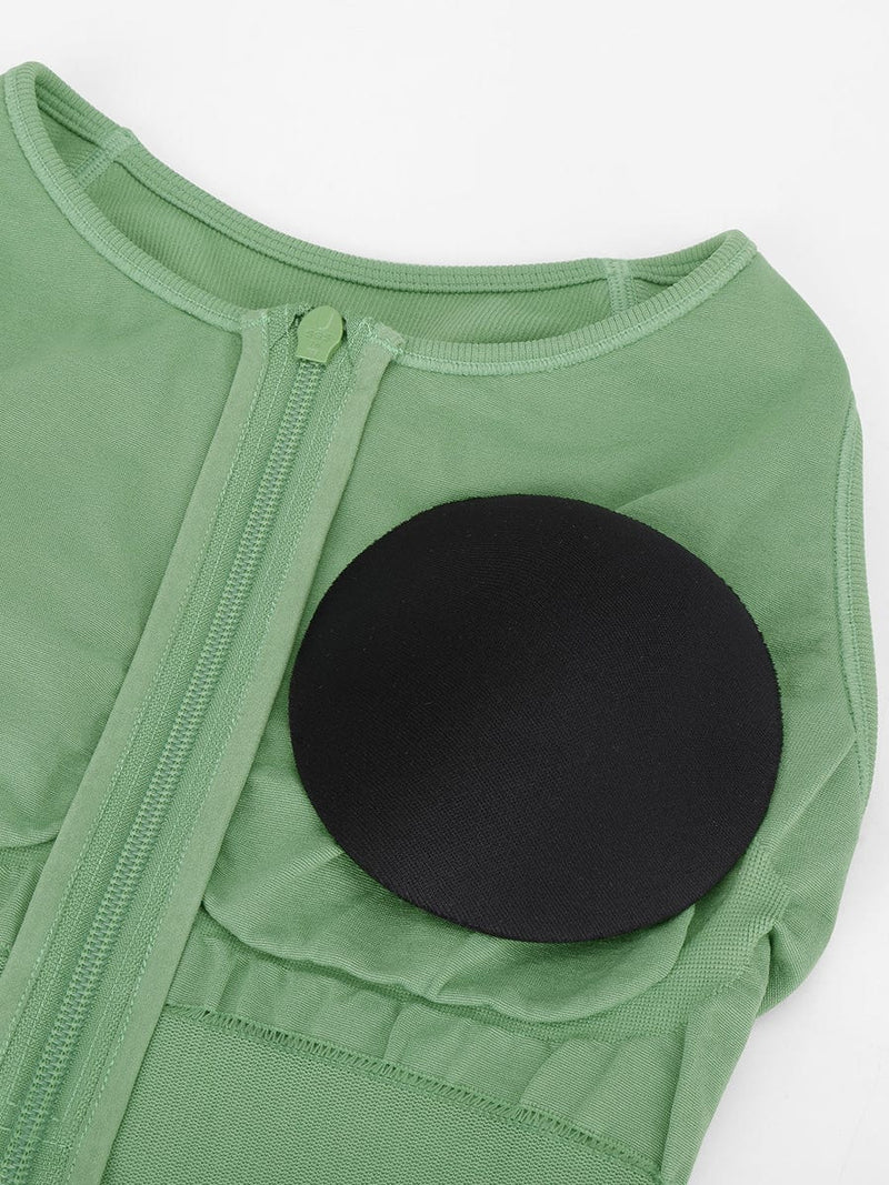 Mono deportivo moldeador 2 en 1 con espalda nadadora, largo completo y cremallera frontal sin costuras