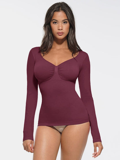 Top moldeador con cuello de diamante, soporte para busto, cintura y control de abdomen