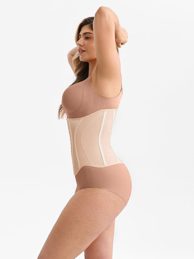 Entrenador de cintura de látex de alta compresión con curva en S y 11 varillas de acero.