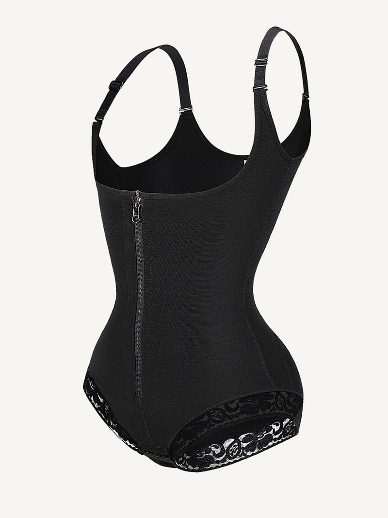 Faja moldeadora de encaje con cremallera frontal y realce de busto en forma de U