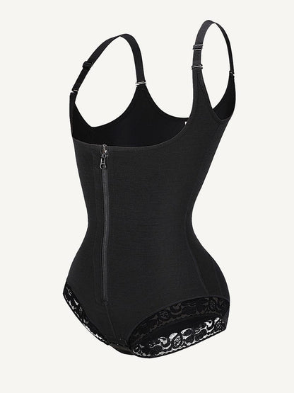 Faja moldeadora de encaje con cremallera frontal y realce de busto en forma de U