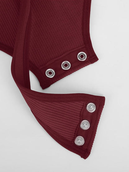 Body de tanga con control de abdomen, cintura y escote redondo, acanalado y sexy, sin costuras