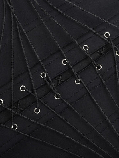 Faja moldeadora de cintura de látex con 10 varillas de acero en forma de U, con cordones ajustables y hebilla frontal.