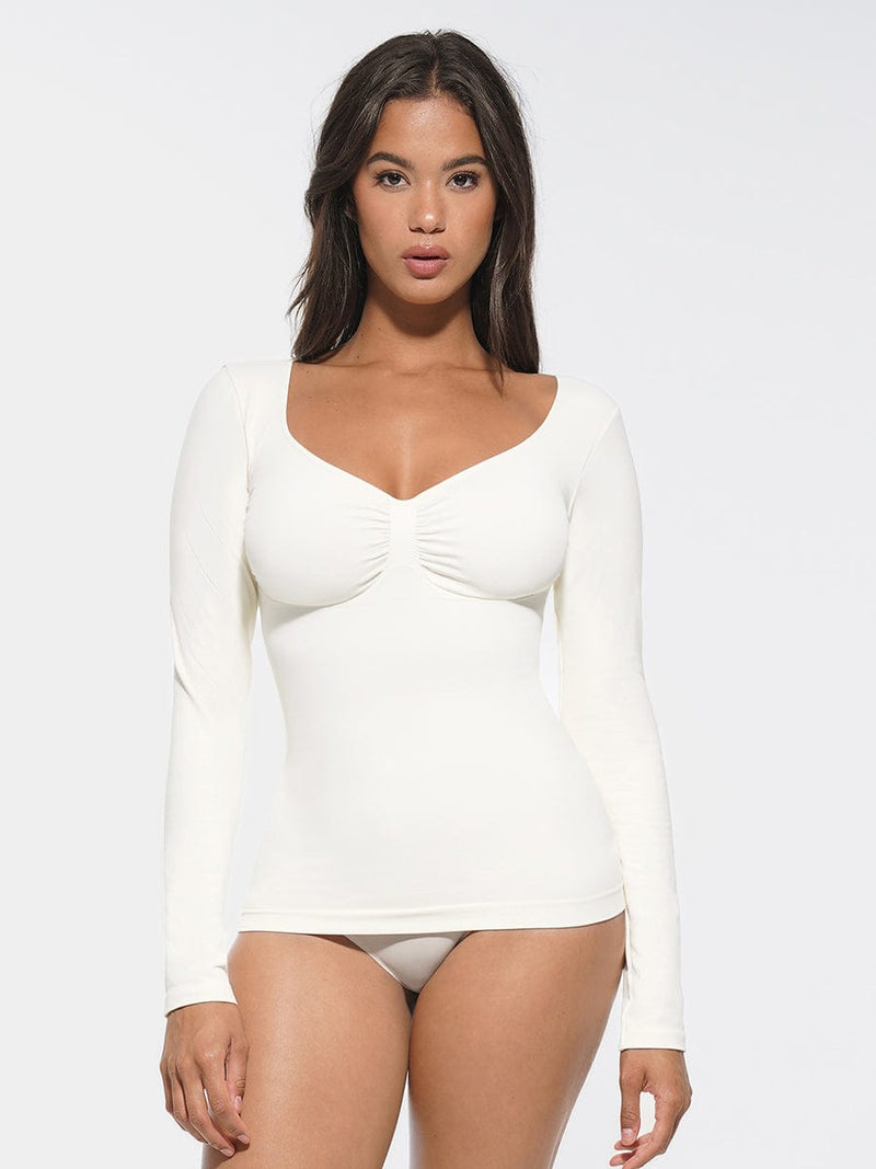 Top moldeador con cuello de diamante, soporte para busto, cintura y control de abdomen