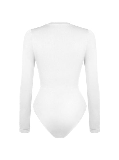 Body con cuello redondo, cintura y entrepierna con broches