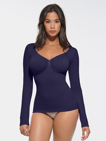 Top moldeador con cuello de diamante, soporte para busto, cintura y control de abdomen