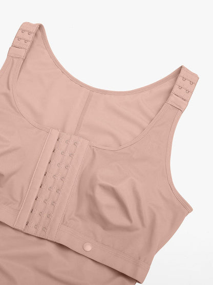 Faja postoperatoria con cierre lateral que cubre el pecho