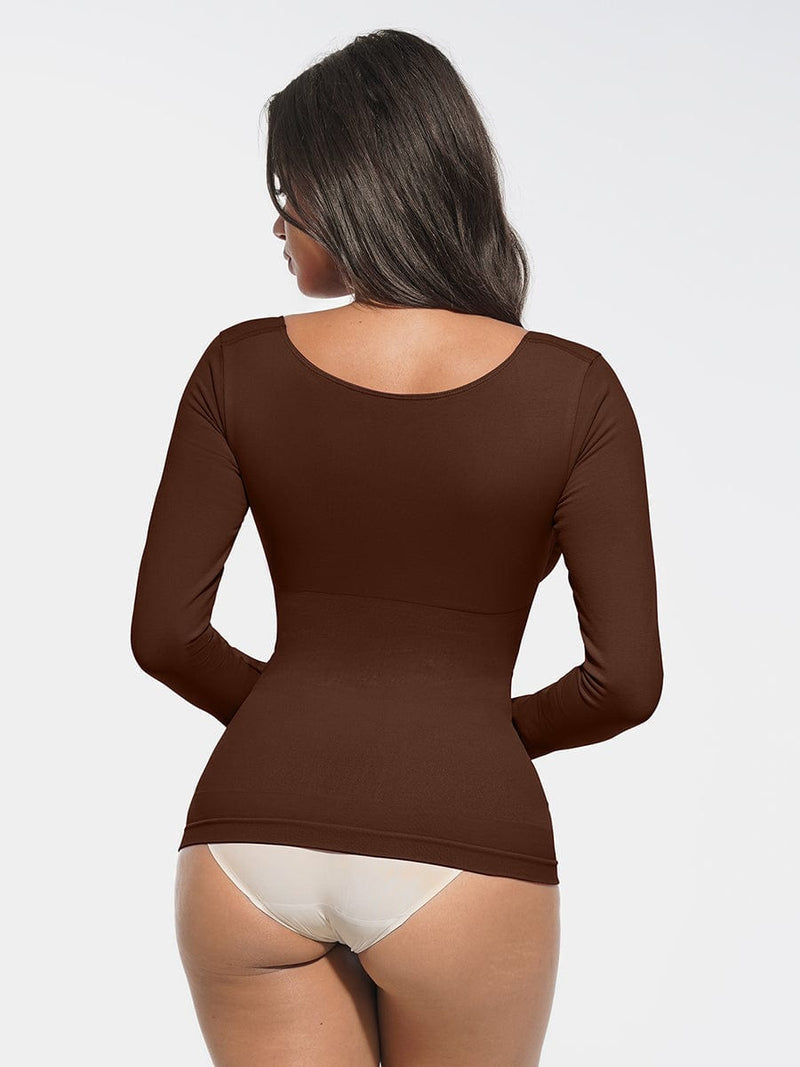 Top moldeador con cuello de diamante, soporte para busto, cintura y control de abdomen