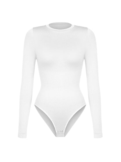 Body con cuello redondo, cintura y entrepierna con broches