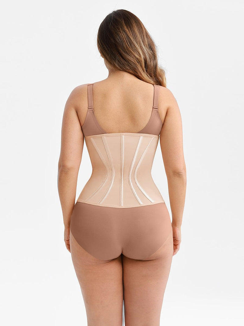 Entrenador de cintura de látex de alta compresión con curva en S y 11 varillas de acero.