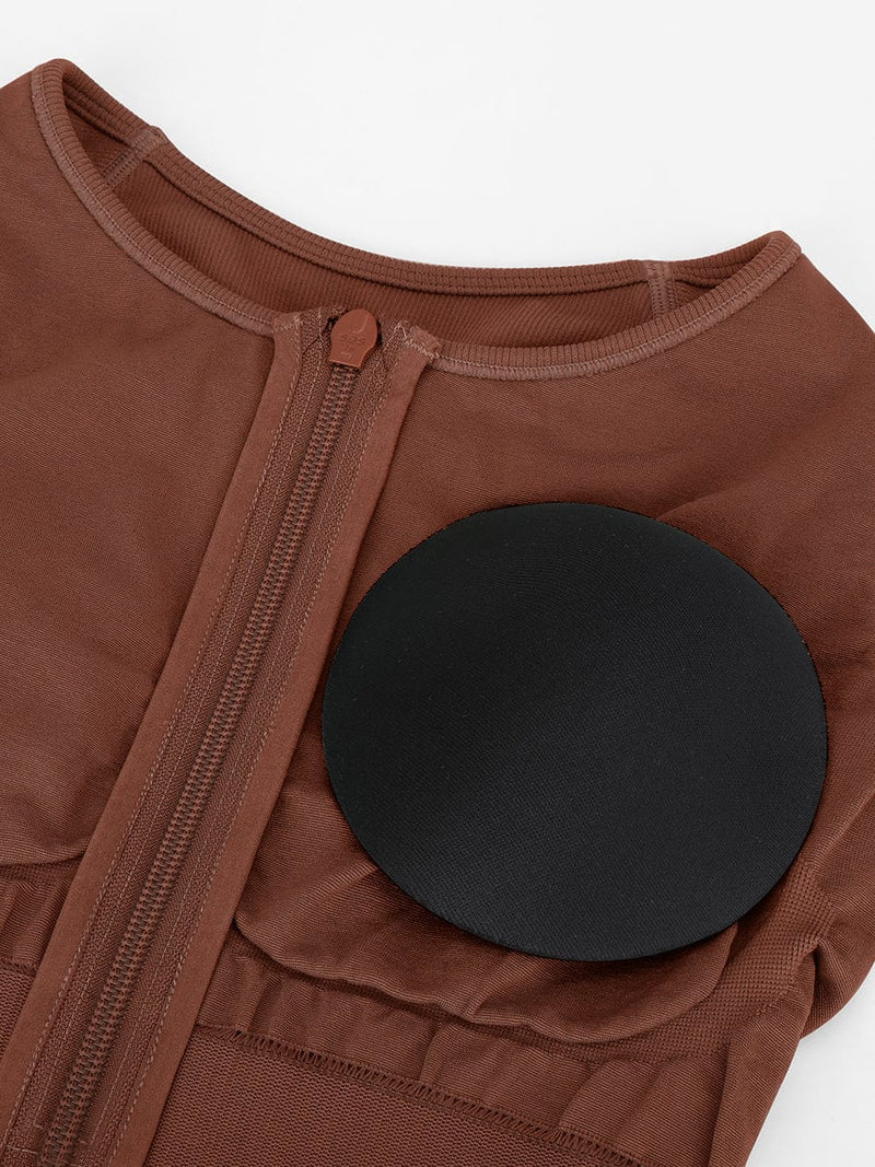 Mono deportivo moldeador 2 en 1 con espalda nadadora, largo completo y cremallera frontal sin costuras