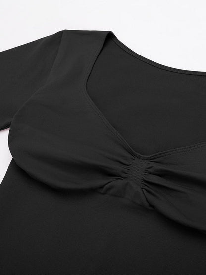 Top moldeador con cuello de diamante, soporte para busto, cintura y control de abdomen