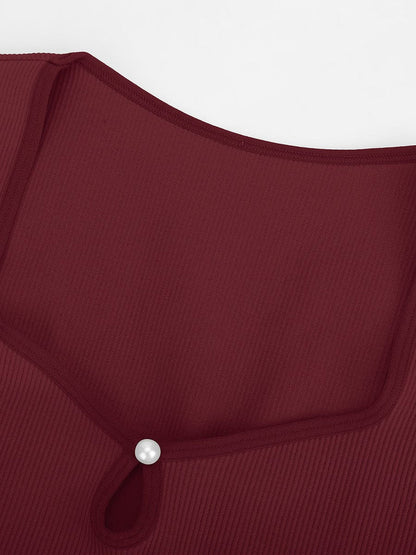 Body de tanga con control de abdomen, cintura y escote redondo, acanalado y sexy, sin costuras