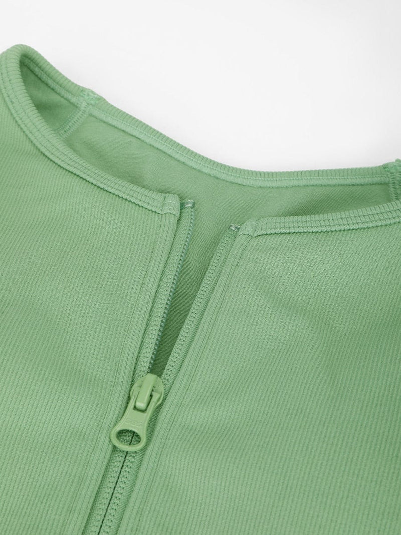 Mono deportivo moldeador 2 en 1 con espalda nadadora, largo completo y cremallera frontal sin costuras