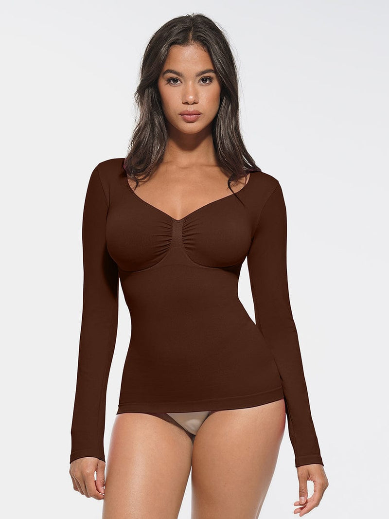 Top moldeador con cuello de diamante, soporte para busto, cintura y control de abdomen