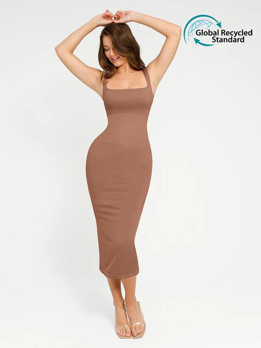 Falda larga con tirantes finos, sin costuras y control de cintura de 360°, ecológica